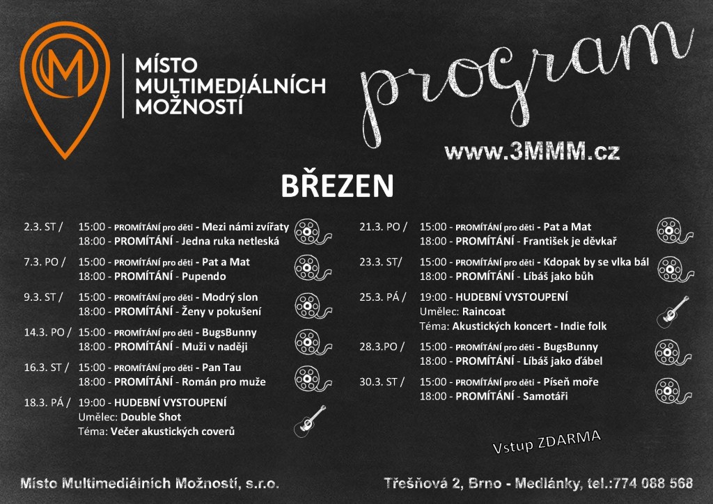 Program kulturnich akci - Kavarna MISTO - Březen 2016